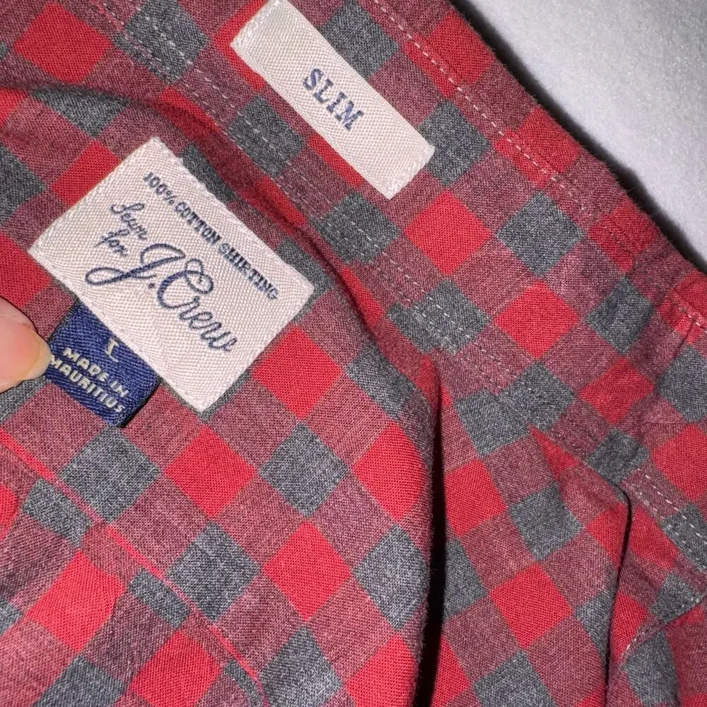 Slim J Crew Button Up Plaid L Men Shirt